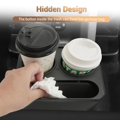 Image of YEE PIN Compatible with 2025 Ford Maverick Trash Can Trash Container with Cupholder, Cup Holder Car Trash Bin Garbage Can for Ford Maverick Accessories 2025 2024 2023 2025