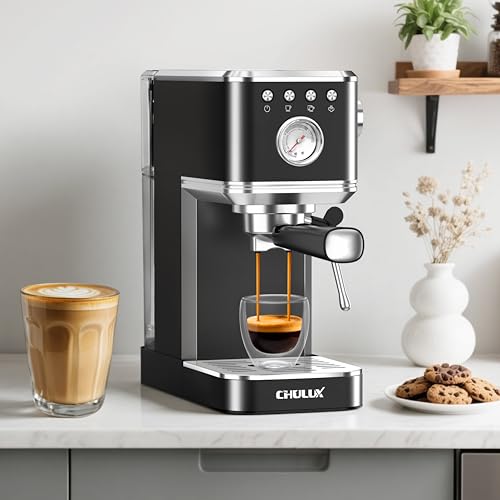 CHULUX Slim Espresso Machine with Milk Frother for Home Cappuccino, Black - image 5