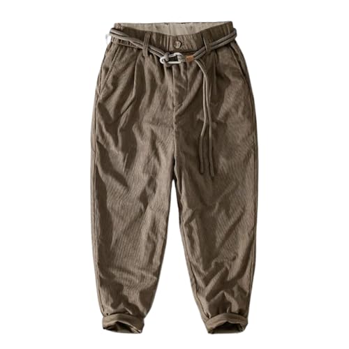 Autumn Men's Vintage Corduroy Cargo Pants Casual Loose Drawstring Soft Street Trousers