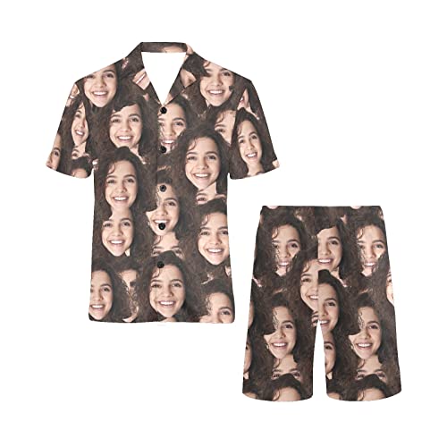 M YESCUSTOM Personalized Couples Matching Pajamas Sets for Women Men, His and Hers Custom Face Short Pj Sleepwear Set, S-5XL3