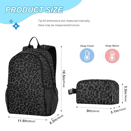 ALAZA Backpack Set for Boys Girls Dark Gray Leopard Cheetah Print kids School Backpack Bookbag School Bags with Lunch Bag2