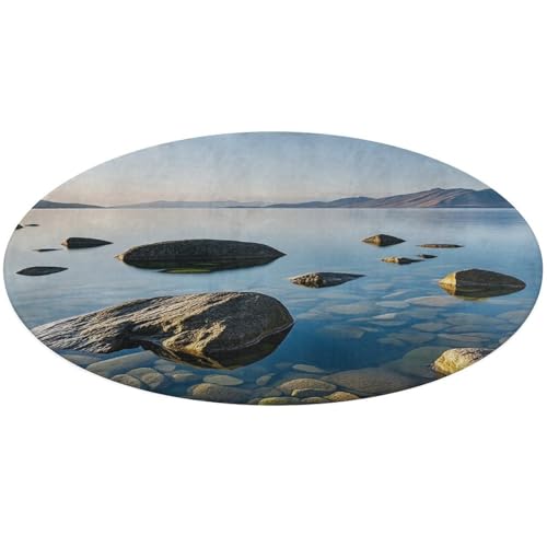 Tapis rond coucher du soleil 80cm en velours doux et absorbant - 2