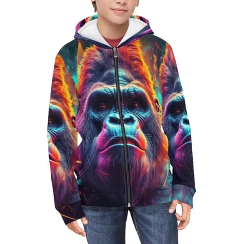 Cool Boys Zip Up Hoodies Graphic Sweatshirts with Kangaroo Pocket Loose Zipper Winter School Outfits3