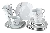 für 6 Personen Home4You Kaffee-Service Kaffeegeschirr Geschirrset  18-TLG. (6 Personen)  Weiß  Porzellan