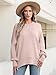 ANRABESS Women Oversized Sweaters Batwing Long Sleeve 2025 Fall Outfits Crewneck Casual Knit Side Slit Fashion Pullover Top Pink X-Large