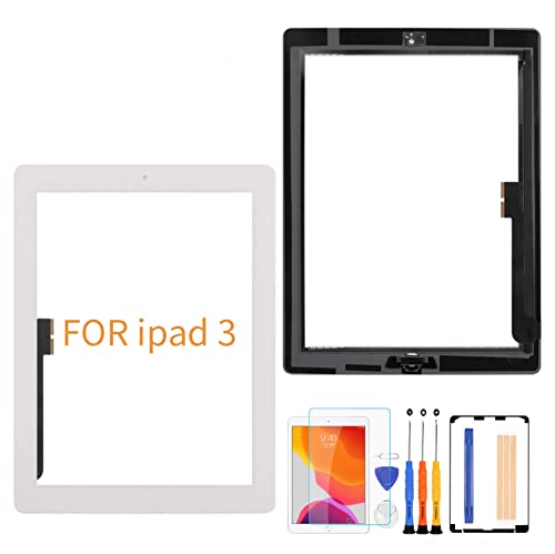 A-MIND for iPad 3 A1416 A1430 A1403 Touch Screen Replacement Digitizer Front Glass with Tool Kits+Screen Protector (LCD not Include, No Instructions) Panel Replacement (White)