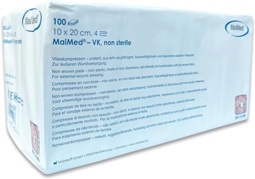 Vlieskompressen Kompressen unsteril 10x20cm 100 Stück Wundkompressen 4 Lagen Wundauflage nicht haftend Wundgaze Kompresse Saugkompressen Verbandsmaterial+E-Book (über Gesundheit)