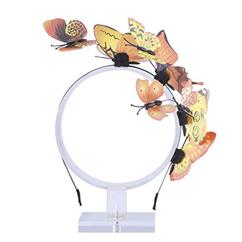 AWAYTR Girl Butterfly Fancy Fairy Headband Boho Chic Printed Art Costume Party Tiara Crown Prop Hair Band Hoop Headband (yellow)
