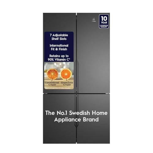 Image of Electrolux 564L Inverter French Door 4 Door Side by Side Frost Free Refrigerator, Bottom Mount Freezer, GreenZone Technology, EvenTemp, UltimateTaste 700, EQE5600B-B, Matte Charcoal Black Steel
