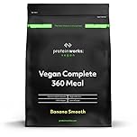 Protein Works | Vegan Complete Meal 360 - GOLD Innovation, Award-Winning Vegan Protein Meal Replacement Shake, Premium Plant-Based Ingredients, Vitamins & Minerals, Banana Smooth, 10 Meals, 1kg