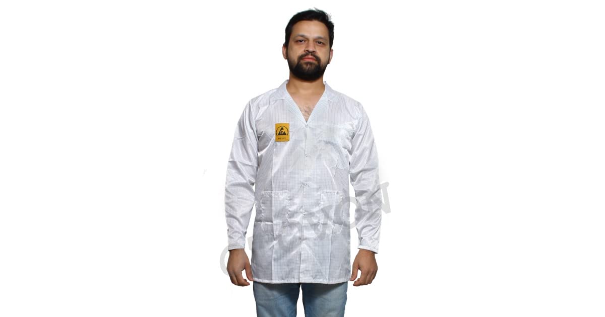 Otovon® ESD Anti Static White Apron - Cleanroom Lab Coat - Unisex, Size - XL (B08144WHV4) Amazon Price History, Amazon Price Tracker