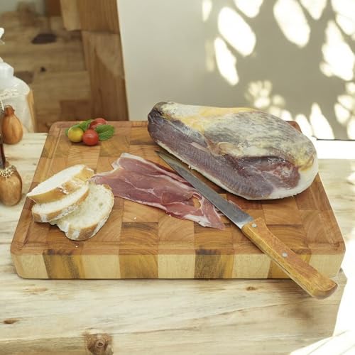 Tabla de cortar de madera de caoba de end grain con ranura para jugos, bloque grueso para preparación en cocina, para carne, pan, queso y charcutería, 35.56 cm x 25.4 cm x 3.81 cm miniatura 4