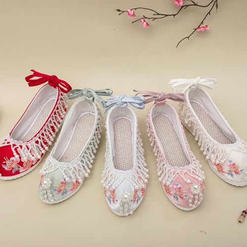Tassel Hanfu Shoes Vintage Embroidery Flats Embroideried Mary Janes for Women3