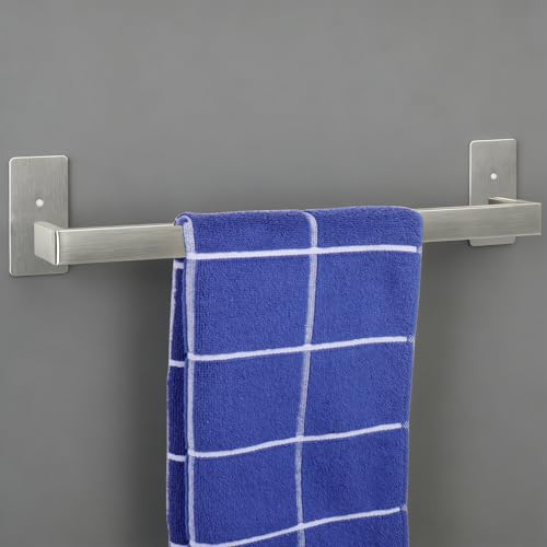 Vanloory Bathroom Towel Bar Self Adhesive, No Drilling Towel Rack Easy to Install, Hand Towel Holder Made of Premium Stainless Steel Sticky on Hand Towel Hanger for Kitchen, Toilet.(16IN, Brushed)