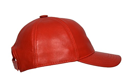 Casquette de baseball en cuir véritable rouge réglable taille unique Alpha