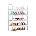 KongEU Verstellbares Schuhregal, stapelbar, ausziehbar, Standregal für 30 Paare, stabil und platzsparend, wasserdicht, feuchtigkeitsbeständiges Vliesstoff, Vliesstoff, silberfarben, 4 Ablagefächer
