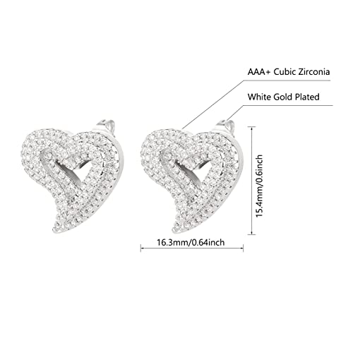 Heart Earrings Stud Earrings for Women White Gold Plated Trendy Cubic Zirconia Bling Jewelry Valentines Day Earrings Mothers Day Gifts Hip Hop Jewelry4