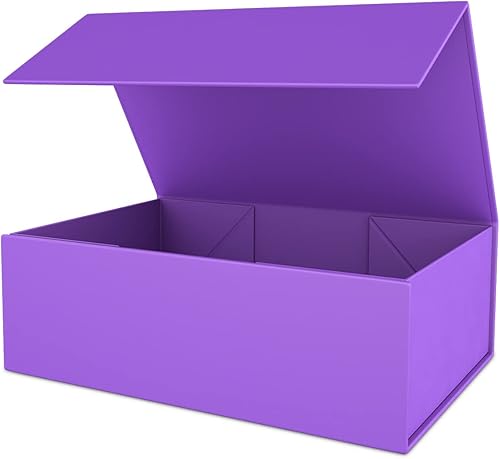 Caja de Regalo Morada de 12" x 6" x 4" con Tapa de Cierre Magnético, Caja de Regalos para Obsequios, Cajas de Regalo para Damas de Honor, Caja