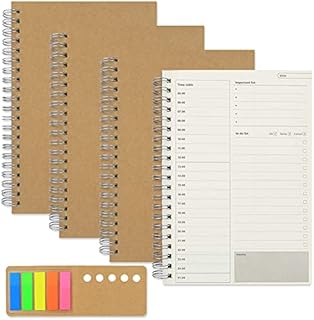 4 Pack Daily Planner Notepads, to Do List Pad Brown Kraft Cover 100 Pages/ 50 Sheets,190 x130mm Time Management Planner Things for Daily Planning
