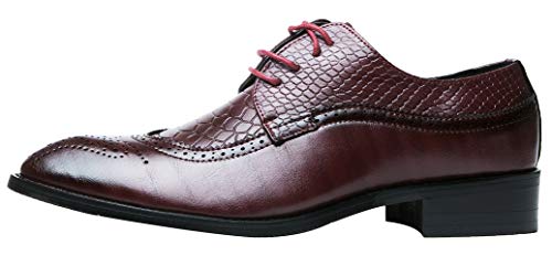 Men's Oxfords Wingtip Formal Leather Prom Dress Wedding Shoes for Men Black Brown Red3