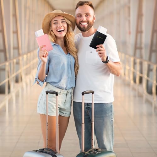 12 Pcs Passport Holder Cover Waterproof Leather Travel Wallet Passport Case for Women Men Family(Black, Pink)4