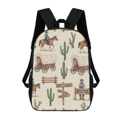 Breathable Mesh Gym Backpack for Workout Clothes, Durable Sports Bag with Shoe Compartment for Men & Women, Fitness Center & Training, Western Cowboy Horse Bookbag