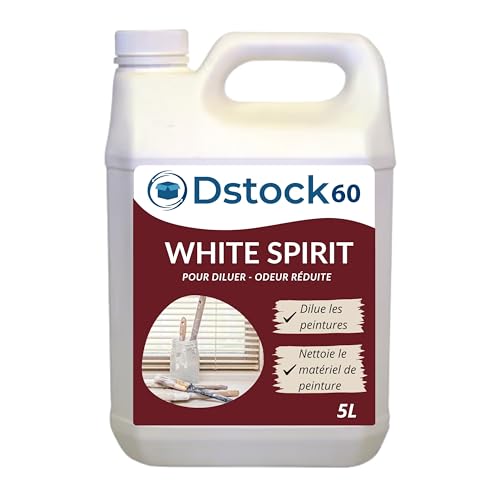 DSTOCK60 - DSTOCK60 - White Spirit - 5L - Diluant et nettoyant peinture - Odeur réduite - Nettoie matériel - 1 bidon