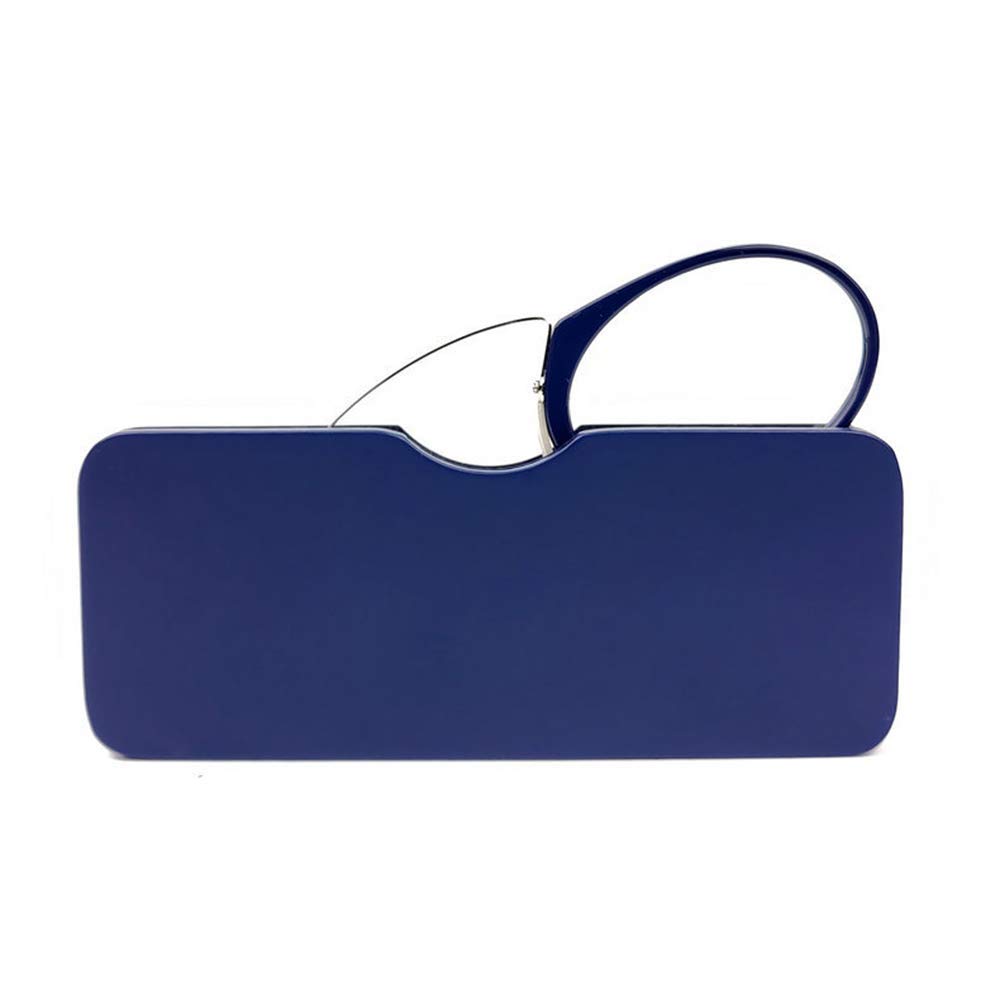 MMOWW Gafas de lectura unisex, Diseño de nariz de clip, Antideslizante, Compactas (Azul, +2.0)