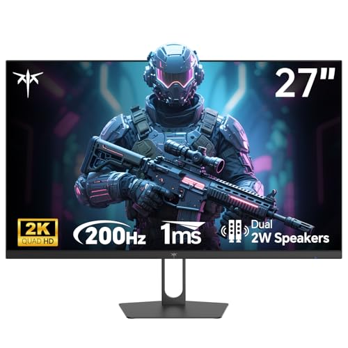 KTC 27 Inch Gaming Monitor - 2K QHD 2560 x 1440 Monitor, Up to 210Hz & 1ms, Bulit-in Speakers,