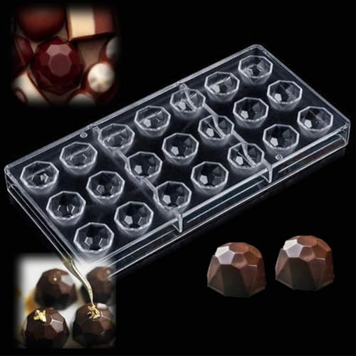 2 Piezas Molde para Bombones,Transparente Molde de Chocolate de 21 Agujeros Plástico Molde Chocolate de Policarbonato para DIY Cubitos de Hielo y Dulces