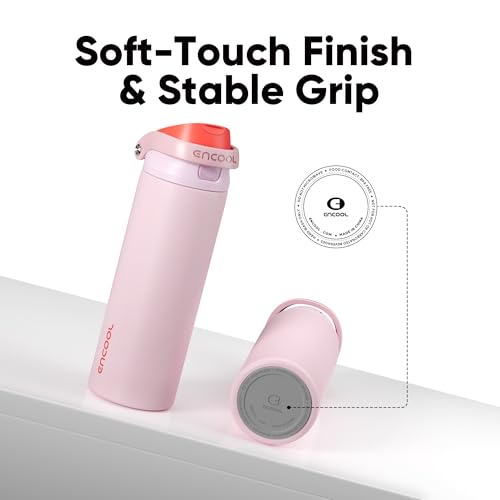 Image of ENCOOL Leakproof Insulated Water Bottle with Straw Dual-Sip Water Bottle Bag-Safe Design for Work, Commute & Gym - Keeps Drinks Cold All Day, 40 oz, Lychee Pink