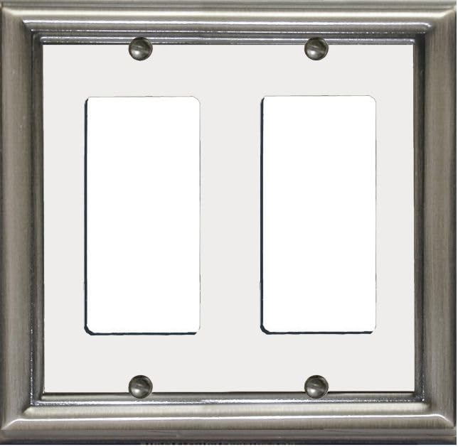 Atron Estate Decorative Switch plate, Wall plate, Cover, Polished Chrome With White Center, Double Rocker, 2-490RR