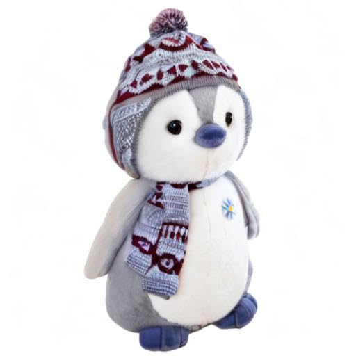 Herfair Kuscheltier Pinguin Plüschpuppe mit Kapuze Geschenk (27cm, Grau)