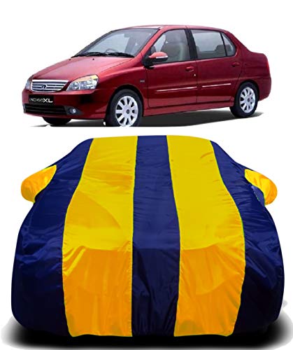 Image of Waterproof Car Cover with Ultra Surface Body Protection (Yellow Stripes) (Tata Indigo XL)