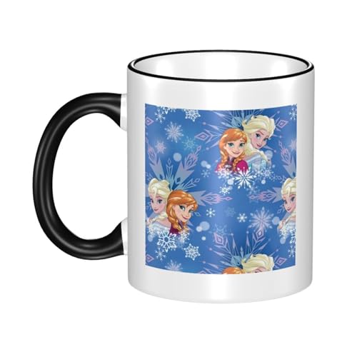 アナと雪の女王 マグカップ 保温・保冷 電子レンジ対応 コーヒーカップ 陶器 セラミック 耐高温 軽量 個性人気 誕生日プレゼント大容量 Black