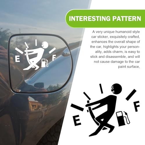 Image of Funny Fuel Tank Stickers, Vinyl Gas Tank Decal, Reflective Fuel Lid Decals, Self-Adhesive Fuel Gauge Empty Stickers, Auto Fuel Tank Cover Sticker, Universal Funny Signs Decal for Cars (White)