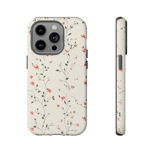 Coque rigide mate iPhone 14 Pro au design floral minimaliste et texture toucher soie