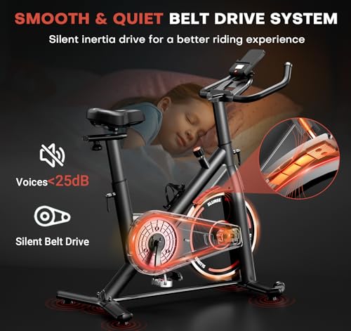exercise bike adjustable magnetic resistance stationary bikes for home with app compatible quiet indoor cycling bike with 350lbs weight capacity comfortable seat digital monitor amp phone mount