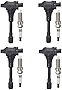 OYEAUTO Ignition Coil Iridium Spark Plugs Set of 4 UF549 Compatible with Nissan Infiniti Altima Sentra Versa Rogue Cube QX60 NV200