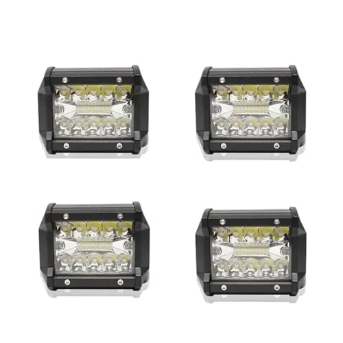 Vdifsvb Moto Faro Delantero 4x4, Todoterreno, 12 V, 24 V, Barra De Luz LED De 4 Pulgadas, 3 Filas De Luces De Trabajo, Haz Combinado(4 Pieces)