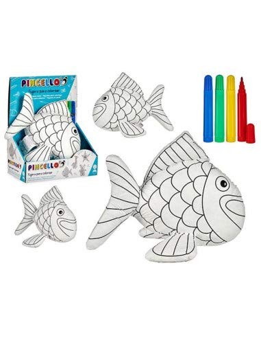 Tu Tendencia Única Peluche Para Pintar. Diviértete Pintándolo, Lávalo Y Vuelve A Dibujar. Incluye 4 Rotuladores Lavables (Pez)