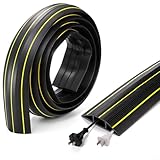 Suwimut 10 Feet Floor Cord Cover, Soft Extension Power Cable Protector to Organize and Protect Wire on Floor, Heavy Duty PVC Duct Easy to Unroll, Prevent Trip Hazard for Home Office or Outdoor