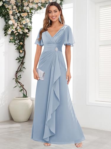 Long Chiffon Mother of The Bride Dresses for Women Lace Formal Evening Dress2