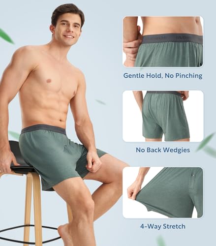 DAVID ARCHY Mens Underwear Bamboo Rayon Boxers for Men Breathable and Cool Men's Boxer Shorts with Button Fly 3 or 5 Pack4