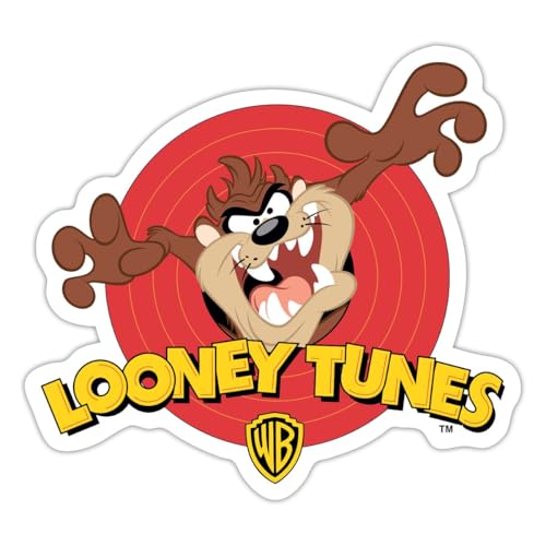 Spreadshirt Looney Tunes Taz Diable De Tasmanie Autocollant Sticker, 10 x 10 cm, blanc mat