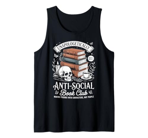 Anti-Social Book Club Reader Books & Coffee Dark Academia Tank Top
