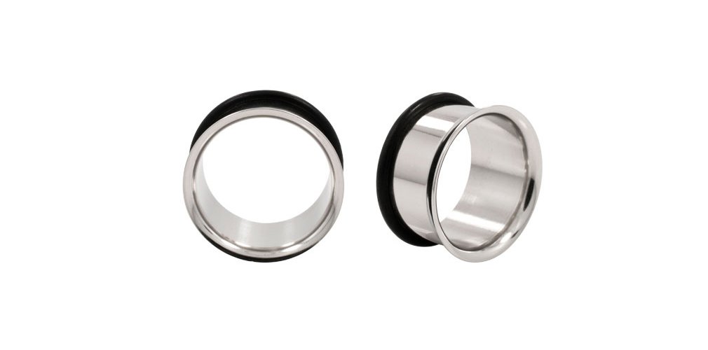 Urban Body Jewelry Pair of 0 Gauge (0G - 8mm) 316L Stainless Steel Single Flared Tunnel Plugs (STL042)