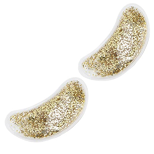 Eye Gel Ice Pack, Reusable Eye Gel Ice Pack Cooling Warming Eye Patch for Dark Circle Eye Covers Puffiness Cold Eye Masks Girl Women (Gold)