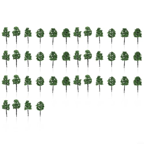 TDCuizent - Lot de 40 arbres miniatures vert foncé 5 cm N échelle 1/250 miniature ferroviaire construction paysage diorama paysage affichage train scène architecture modèle table sable jardin bricolage décoration