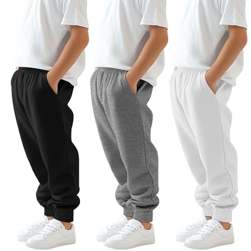 3 Pack Boys' Sweatpants Toddler Athletic Elastic Waist Pants Active Joggers with Pockets 2025 Fall